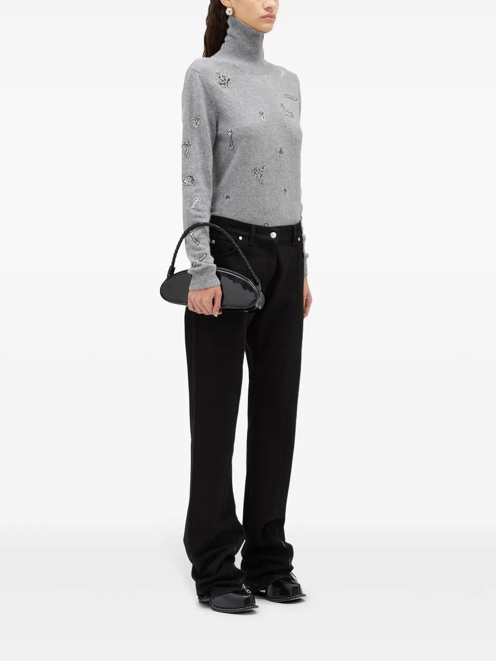 Embellished High-Neck Jumper