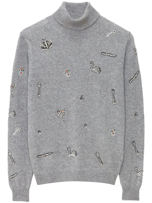 Embellished High-Neck Jumper