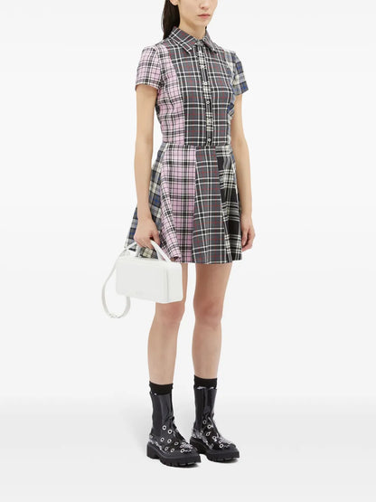 Check-Pattern Patchwork Shirt