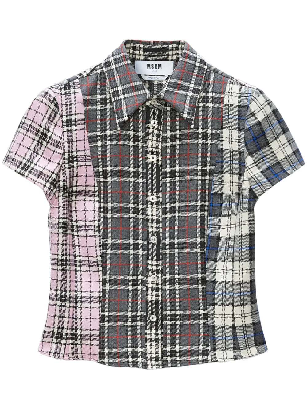 Check-Pattern Patchwork Shirt