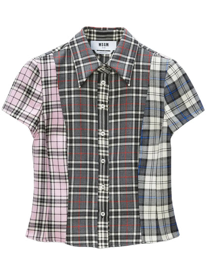 Check-Pattern Patchwork Shirt