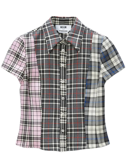 Check-Pattern Patchwork Shirt