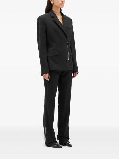 Zipped Single-Breasted Blazer