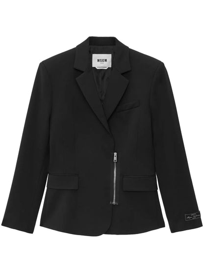 Zipped Single-Breasted Blazer
