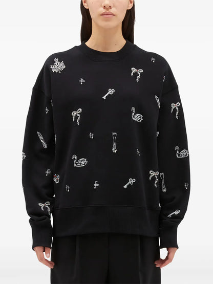 Beaded Cotton Sweatshirt