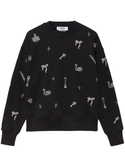 Beaded Cotton Sweatshirt