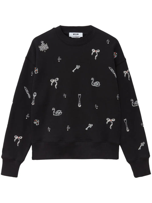 Beaded Cotton Sweatshirt
