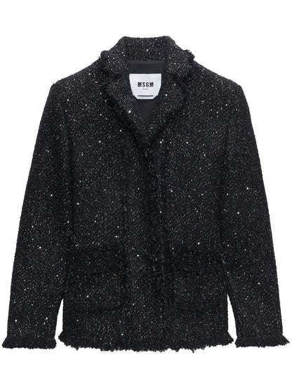 Single-Breasted Bouclé Blazer