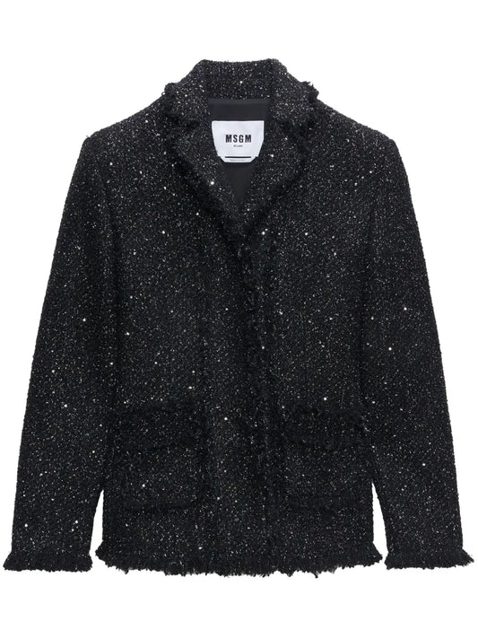 Single-Breasted Bouclé Blazer