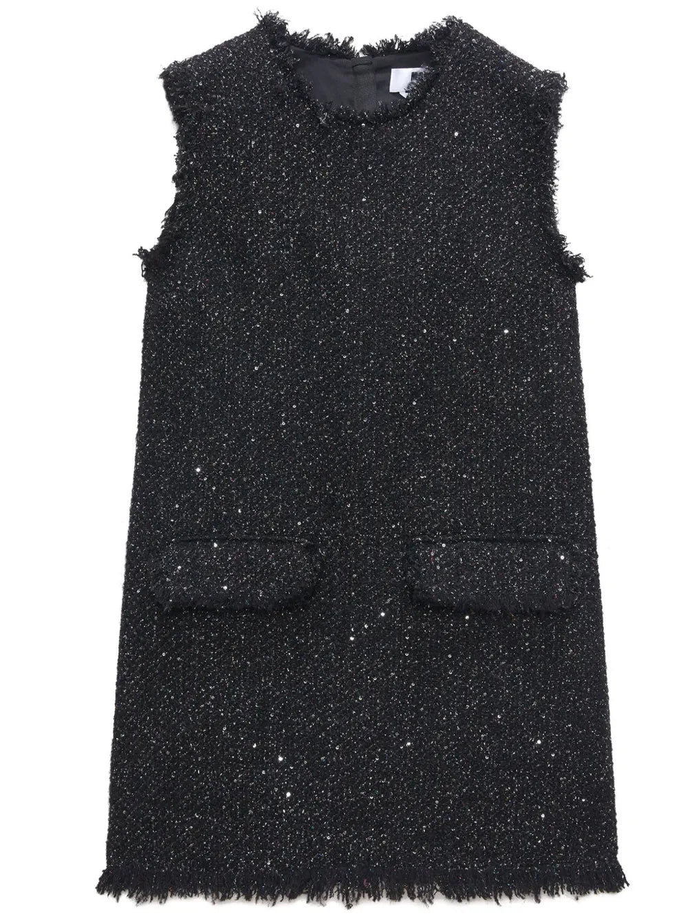 Frayed-Edge Tweed Mini Dress