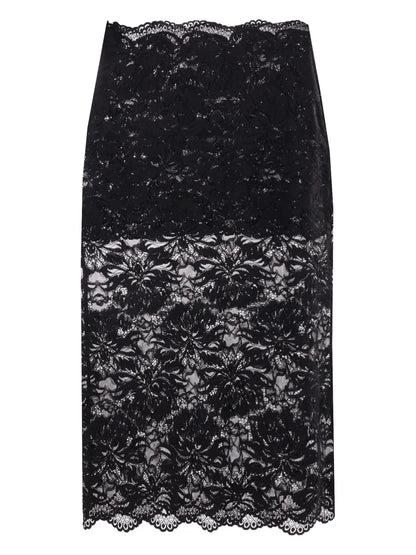 Floral-Lace Sheer Skirt