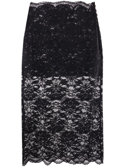 Floral-Lace Sheer Skirt