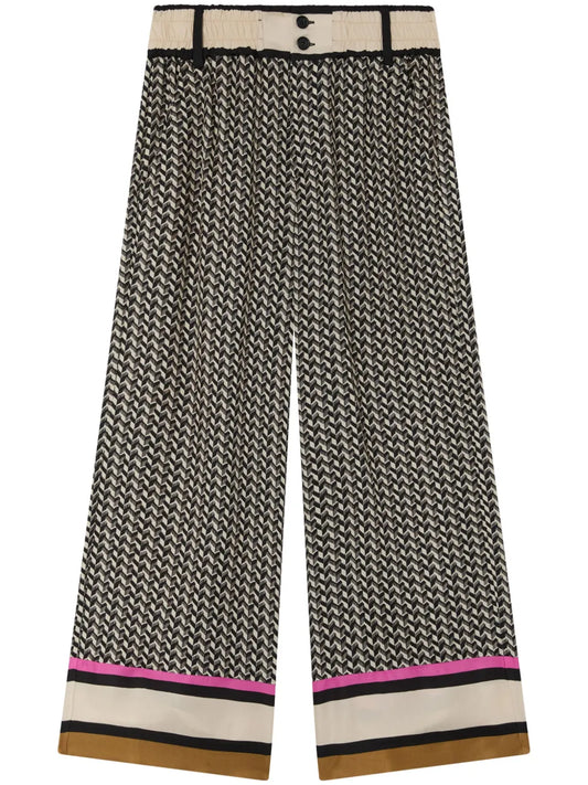 Twill High-Waisted Trousers
