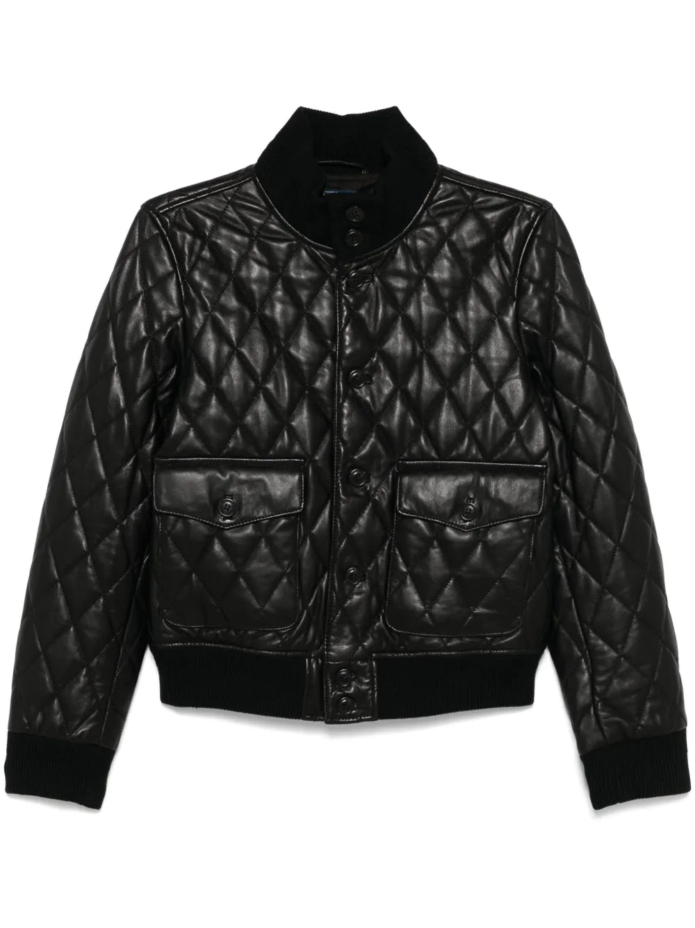 Quilted Leather Bomber Jacket