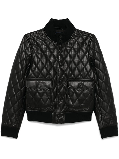 Quilted Leather Bomber Jacket
