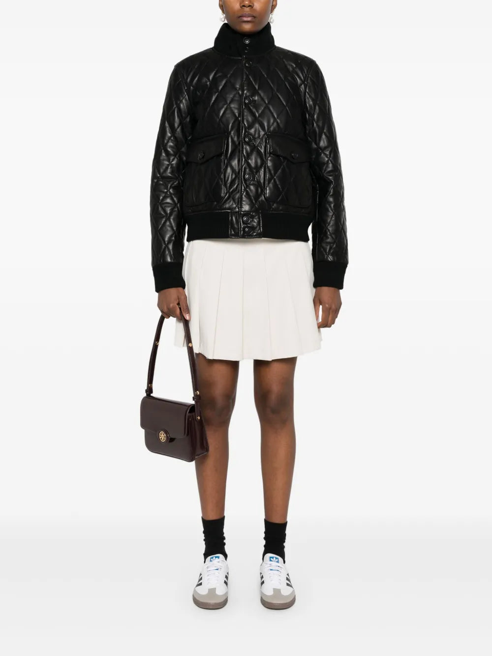 Quilted Leather Bomber Jacket