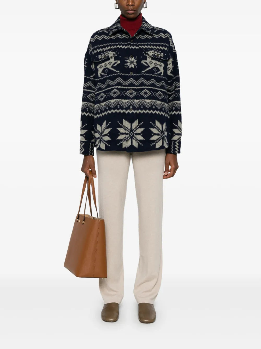 Pattern-Jacquard Overshirt
