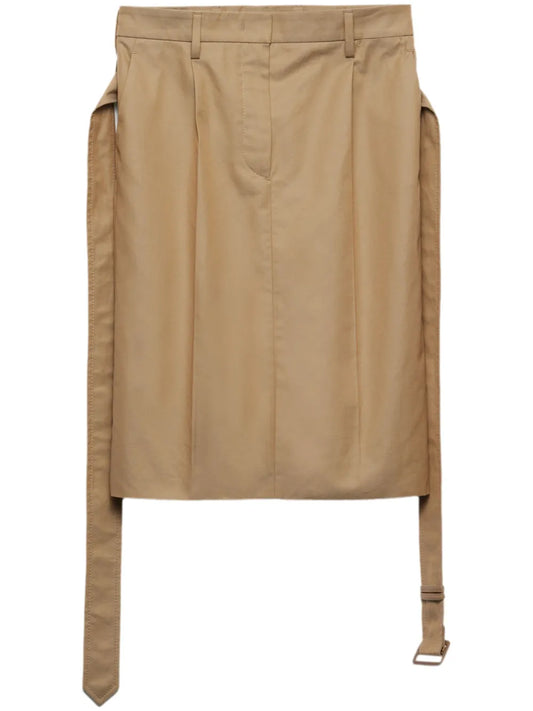 Belted Cotton Pencil Skirt