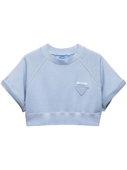 Triangle-Logo Cotton Cropped Top