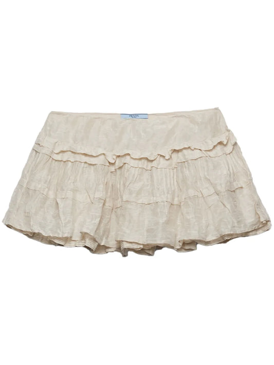 Crinkled Ruffled Miniskirt