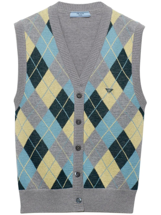 Argyle-Intarsia Wool Vest