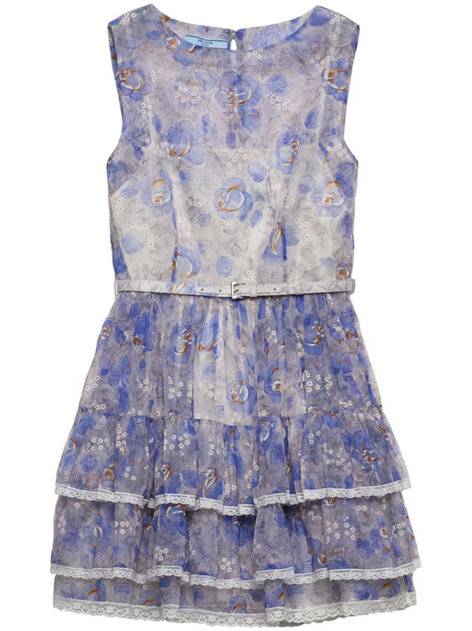 Floral-Print Chiffon Minidress