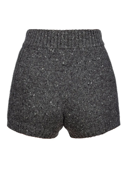Sequin-Embellished Knitted Shorts