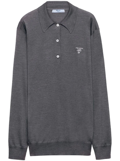 Embroidered-Logo Silk Polo Shirt