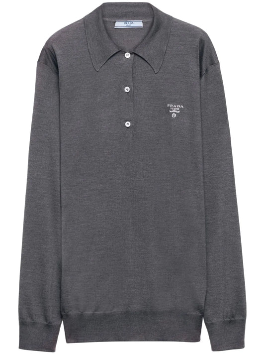 Embroidered-Logo Silk Polo Shirt
