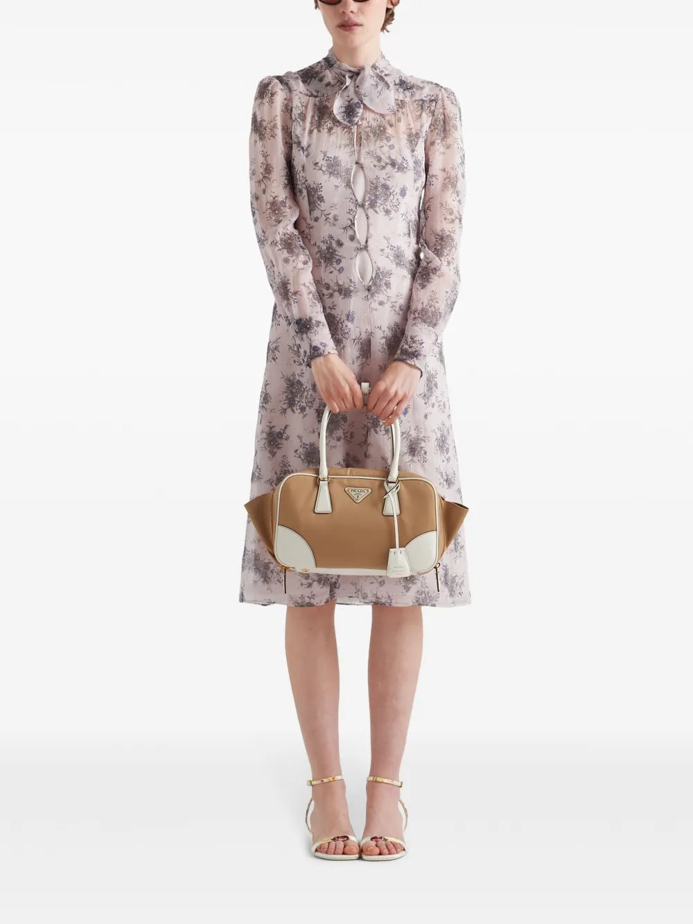 Floral-Print Chiffon Midi Dress