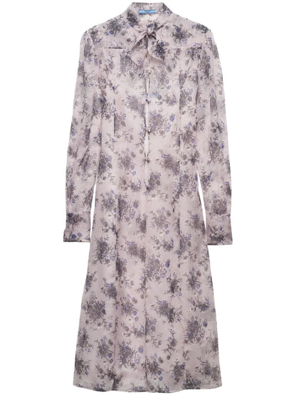 Floral-Print Chiffon Midi Dress