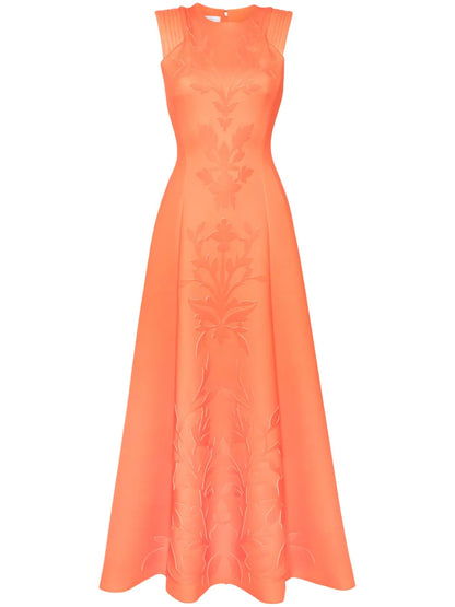 Floral-Detail Neoprene Gown