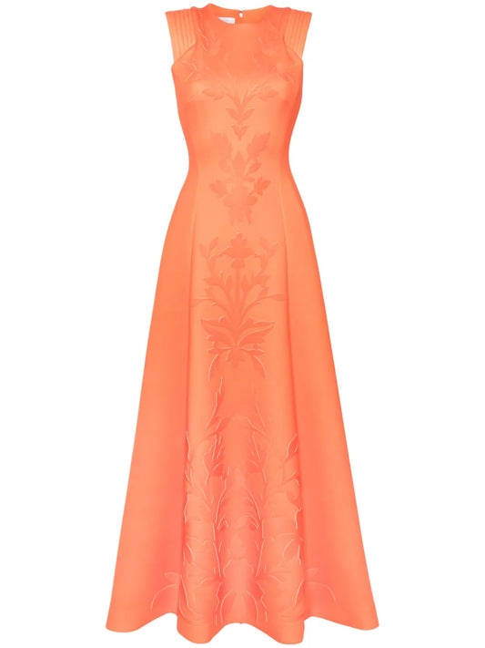 Floral-Detail Neoprene Gown