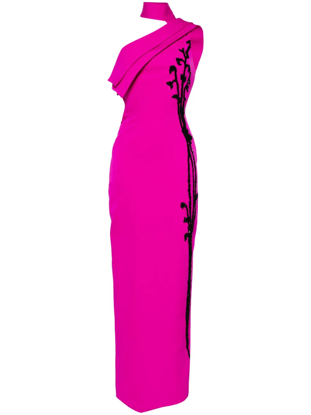 Bead-Embellished One-Shoulder Gown