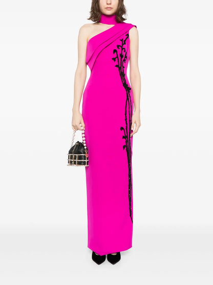 Bead-Embellished One-Shoulder Gown