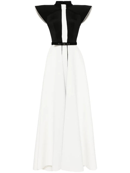 Cap-Sleeve Two-Tone Gown