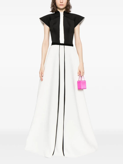 Cap-Sleeve Two-Tone Gown