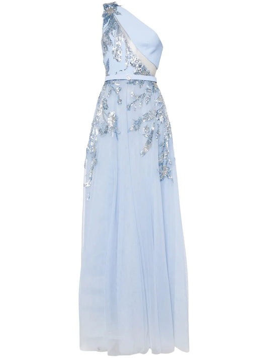One-Shoulder Beaded Gown