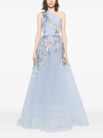 One-Shoulder Beaded Gown