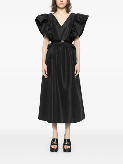 Ruffled Taffeta Midi Dress