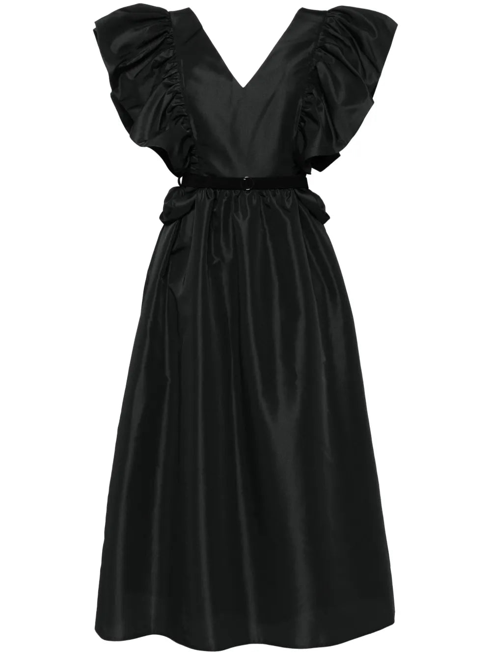 Ruffled Taffeta Midi Dress