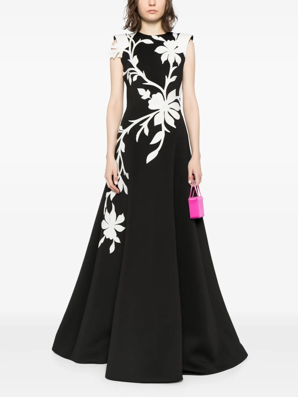 Floral-Embroidered Sleeveless Gown