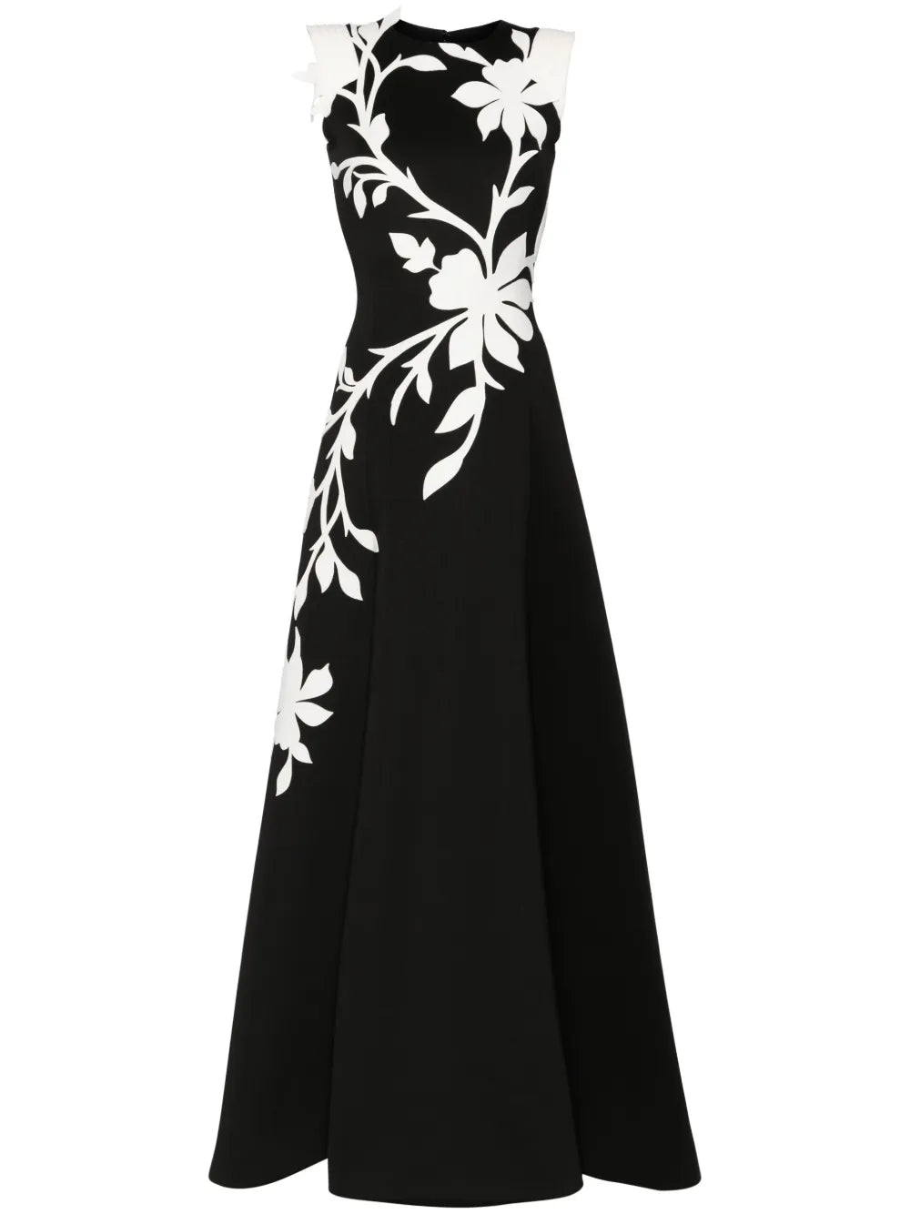 Floral-Embroidered Sleeveless Gown