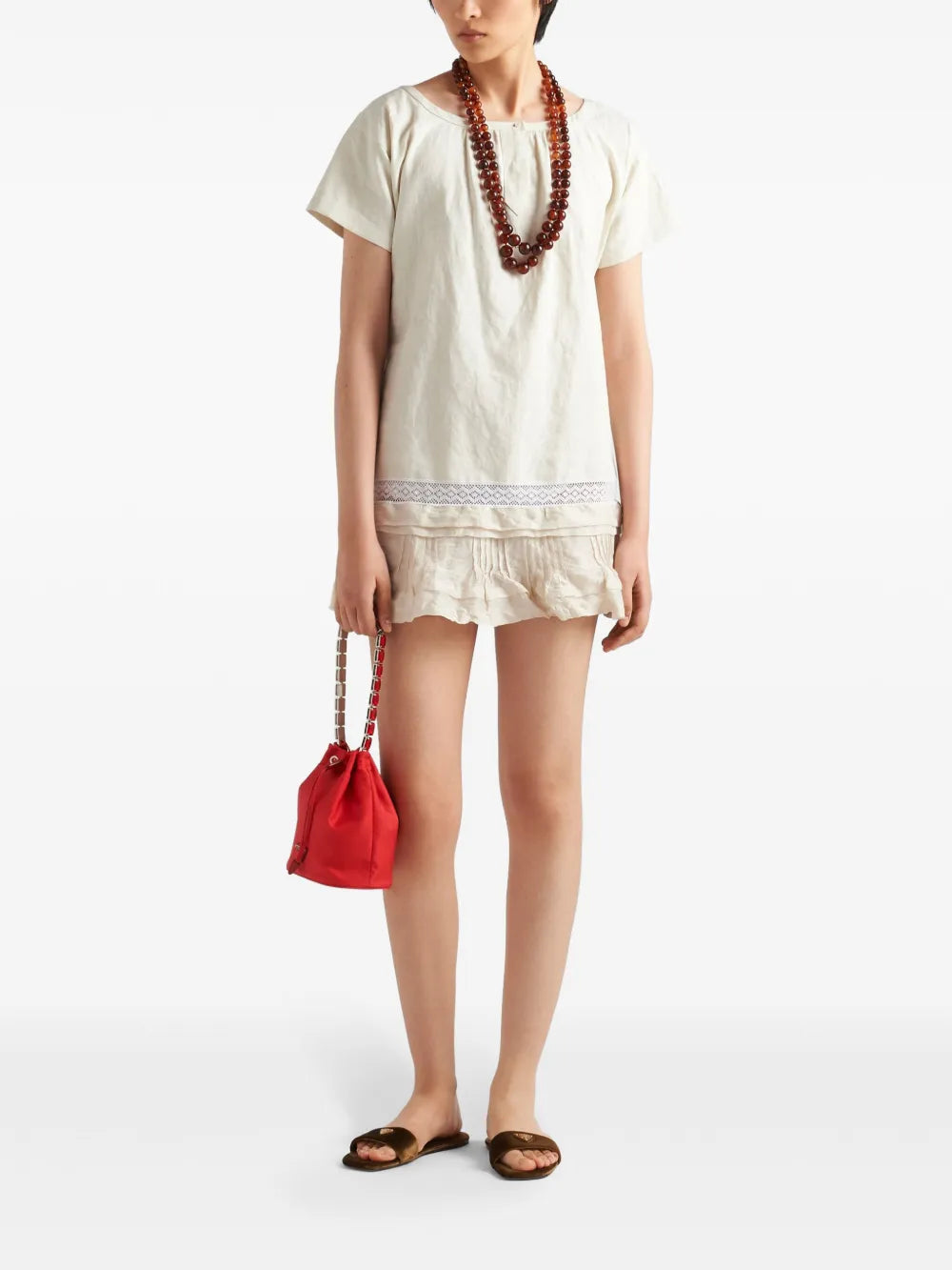 Embroidere-Logo Linen Dress