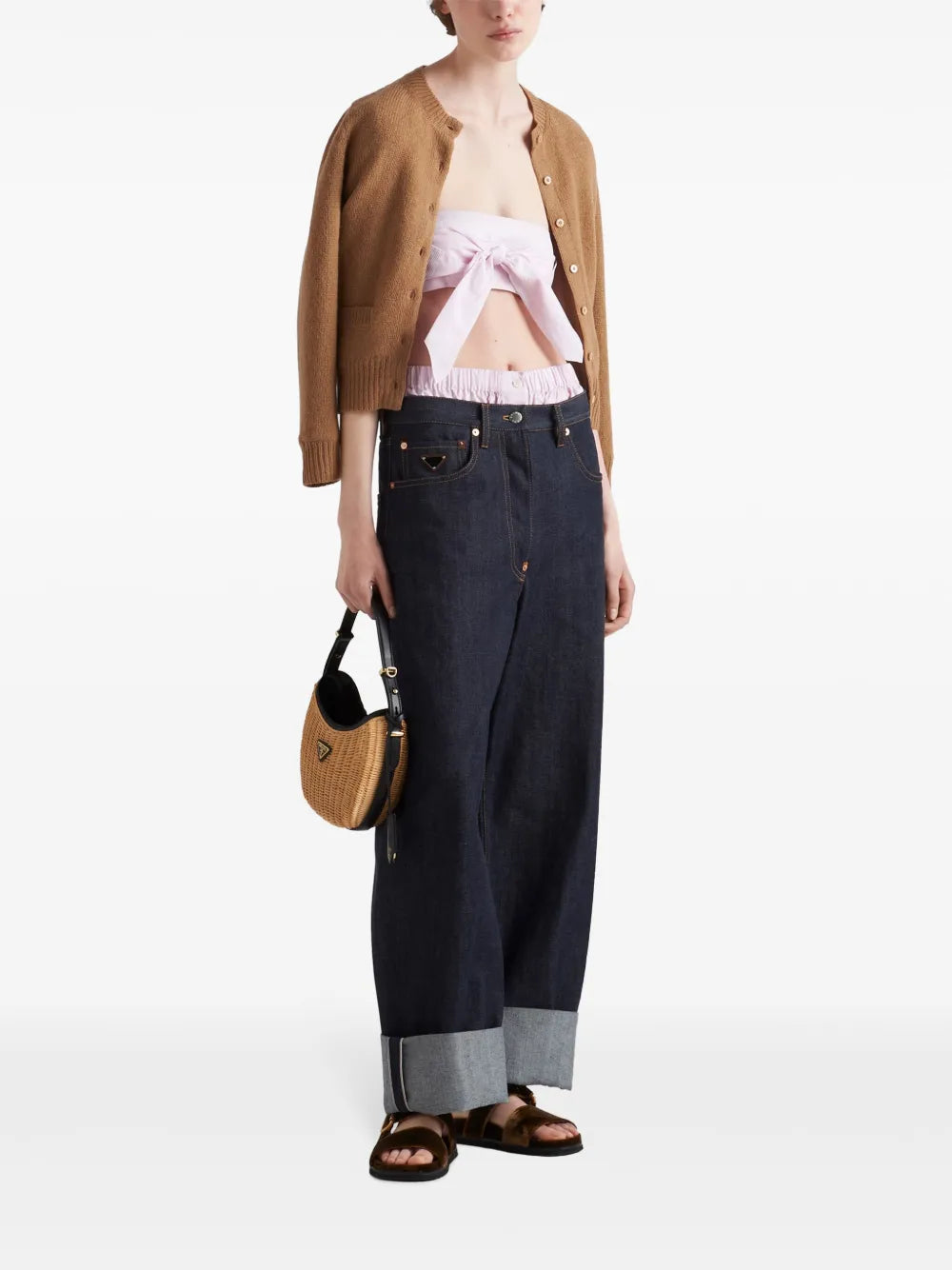 Checked Cotton Bandeau Top