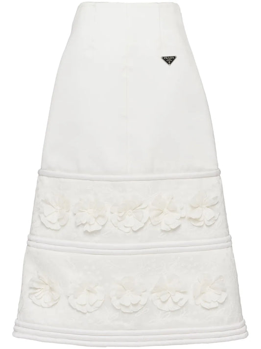 Embroidered A-Line Midi Skirt