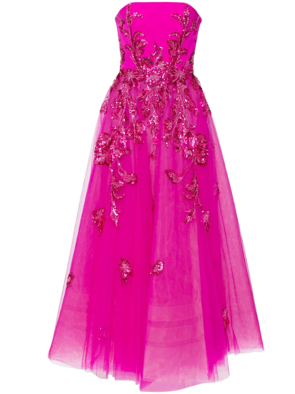 Beaded Tulle Strapless Gown
