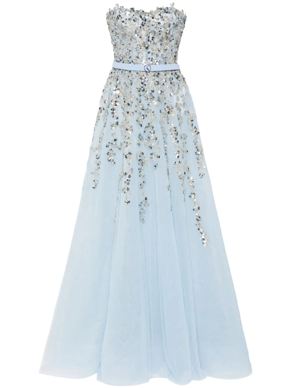 Beaded Tulle Strapless Gown