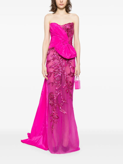 Beaded Gathered Gown
