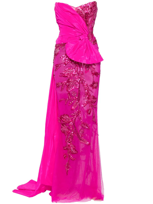 Beaded Gathered Gown